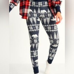 EUC LIKE NEW Old Navyy thermal PJ bottoms polar bear winter scene print NAVY MED